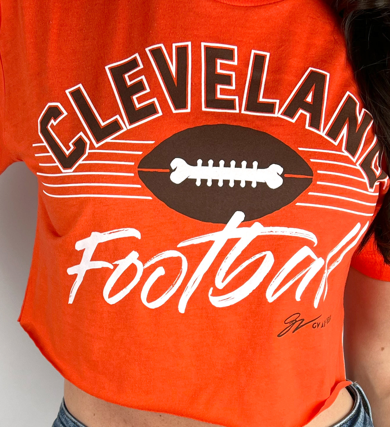 Orange Cleveland Football Cropped Tank Top