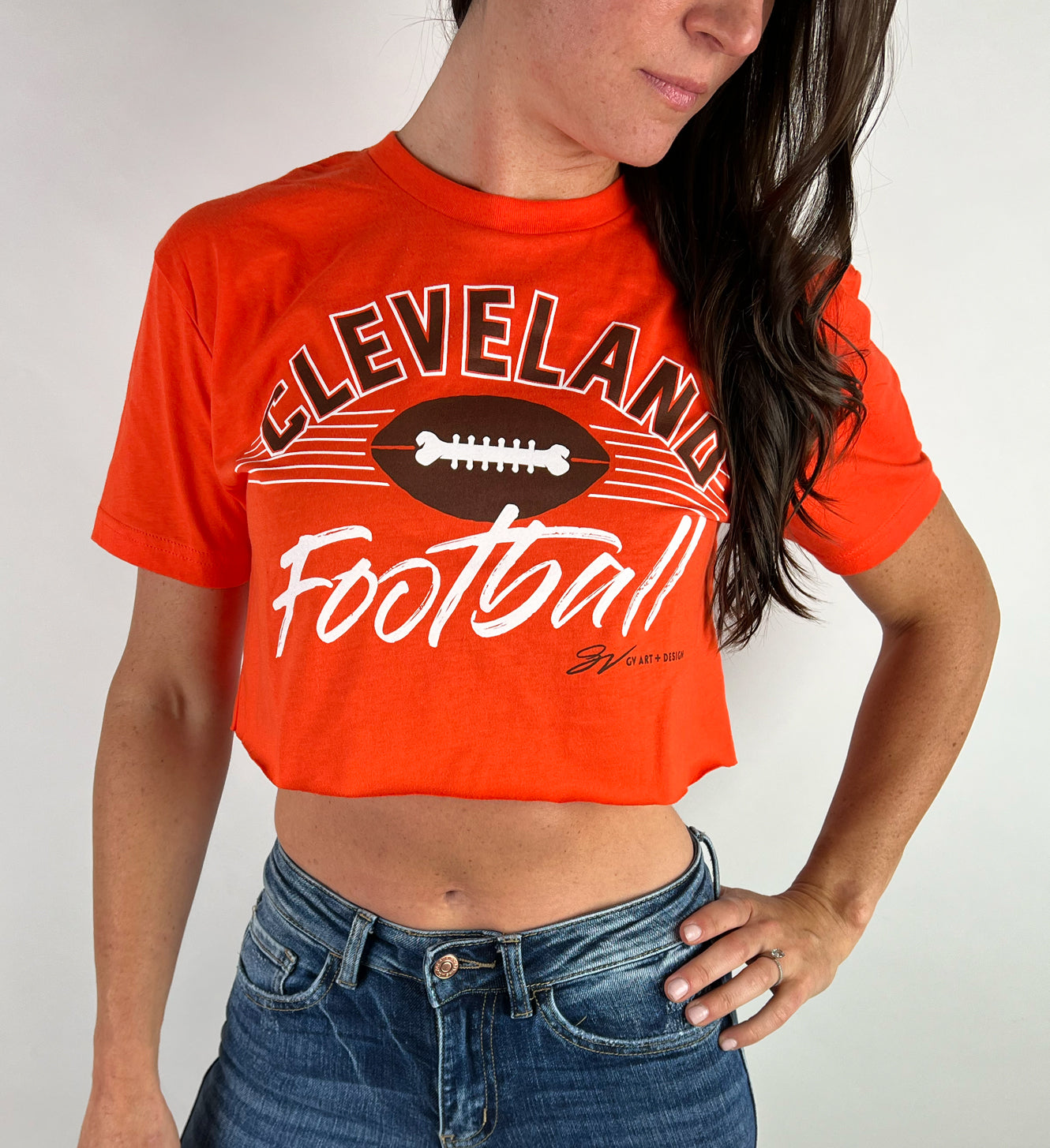 Cleveland Bone Football Cropped T shirt