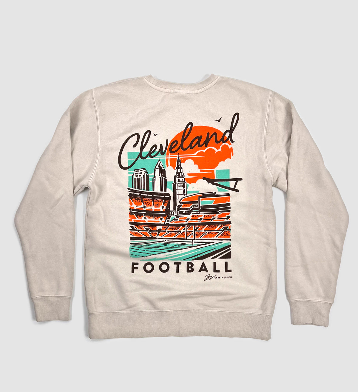  Cleveland Versus the World - Brown Block Letters - Sweatshirt :  Clothing, Shoes & Jewelry