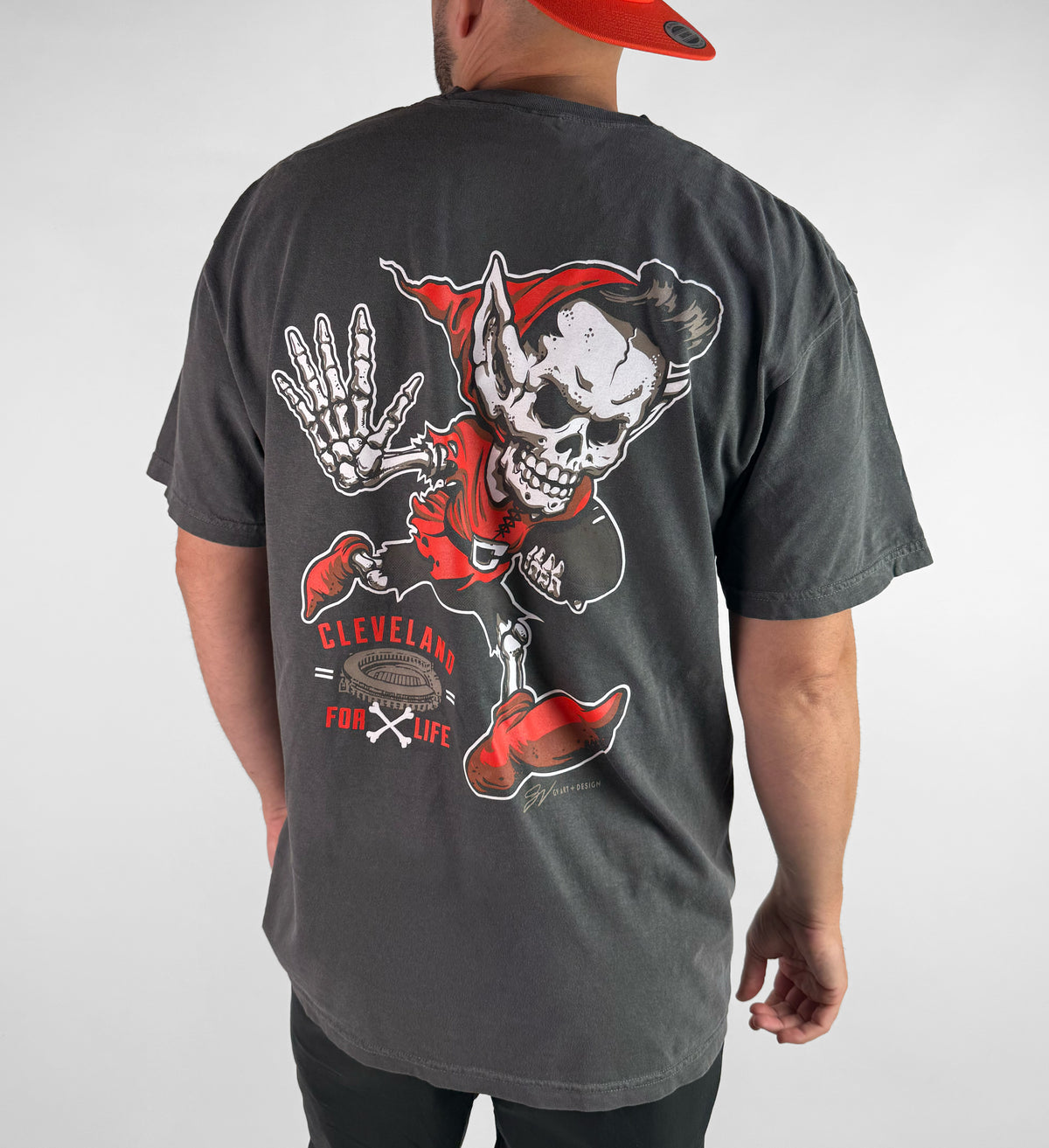Charcoal Cleveland Football For Life T Shirt