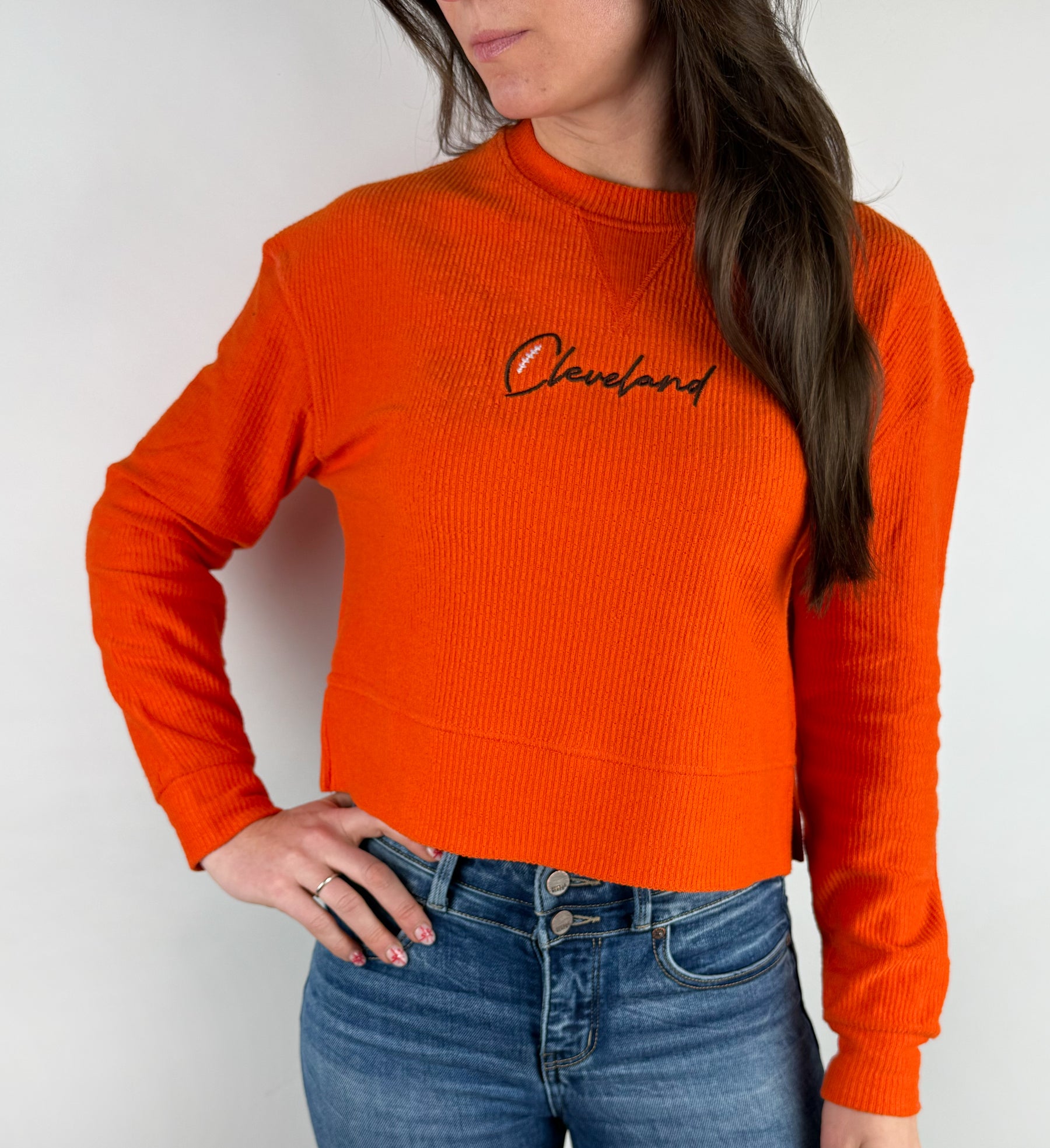 Womens Cleveland Football Ribbed Sweater