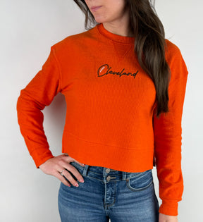 Womens Cleveland Football Ribbed Sweater