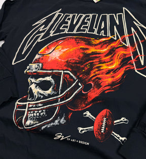 Skull Flames Helmet Long Sleeve 3XLarge
