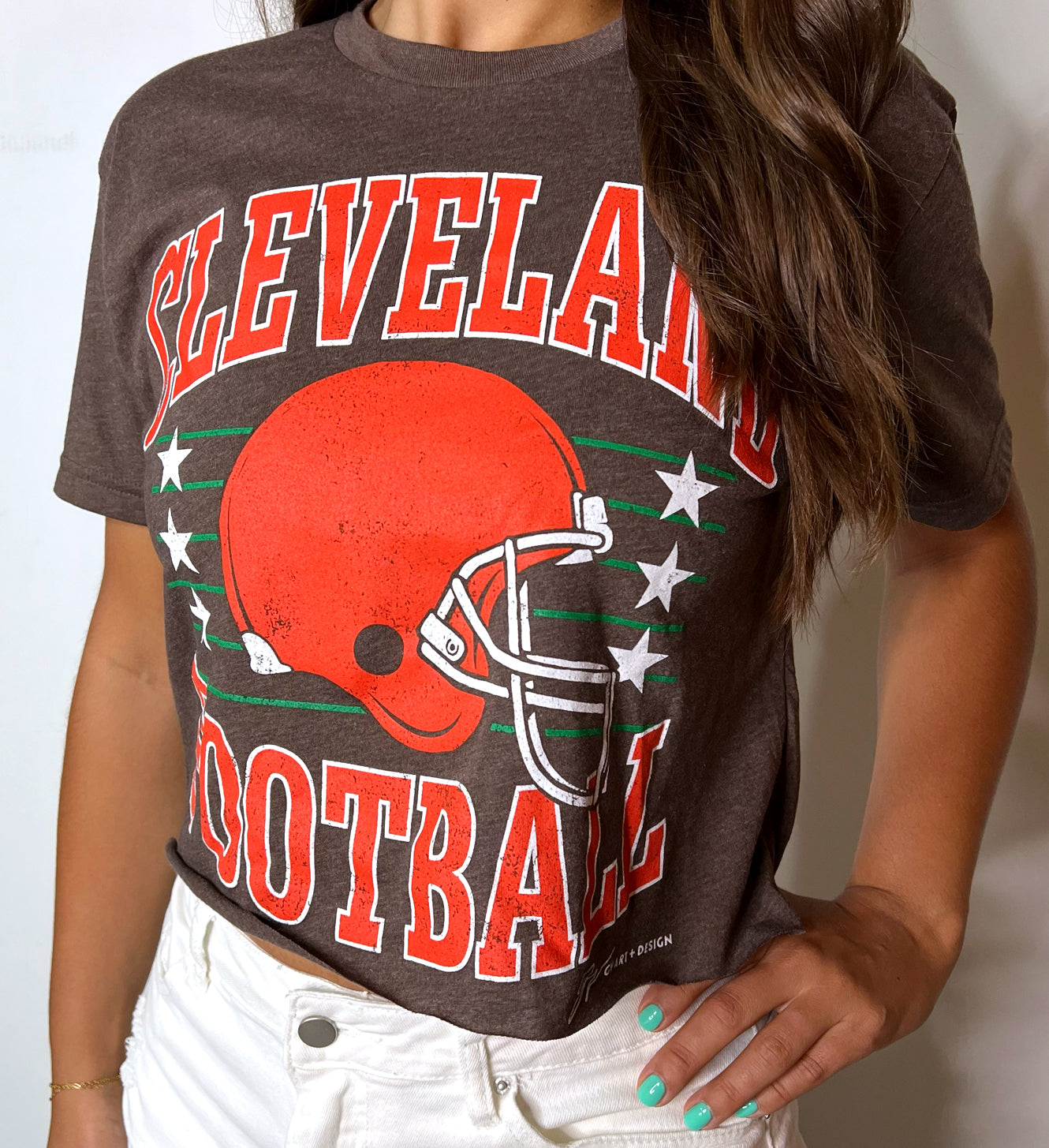 Cleveland Football Throwback Cropped T shirt