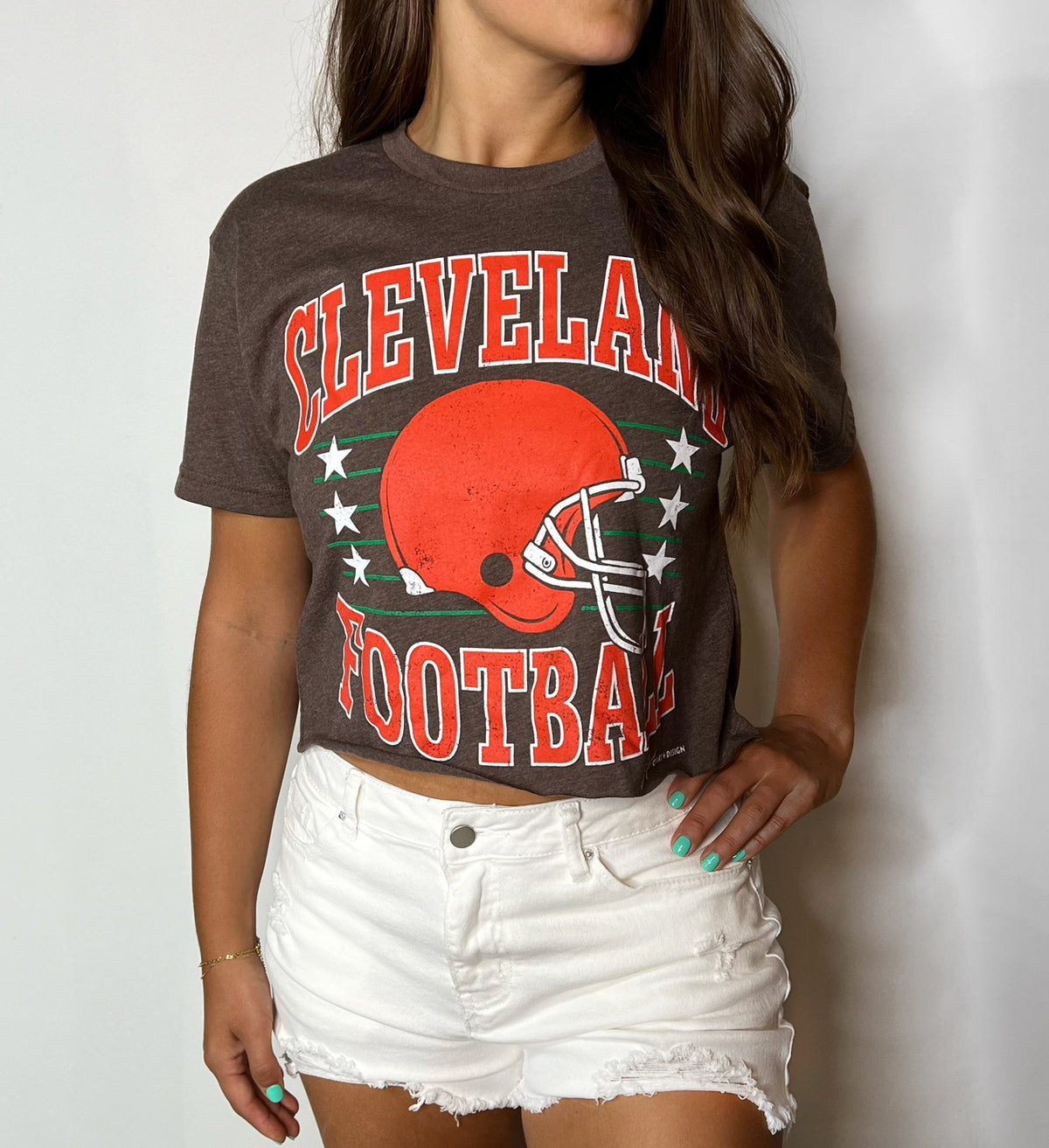 Cleveland Football Throwback Cropped T shirt