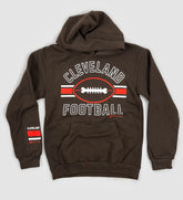 Brown Cleveland Football Stripes Hooded Sweatshirt