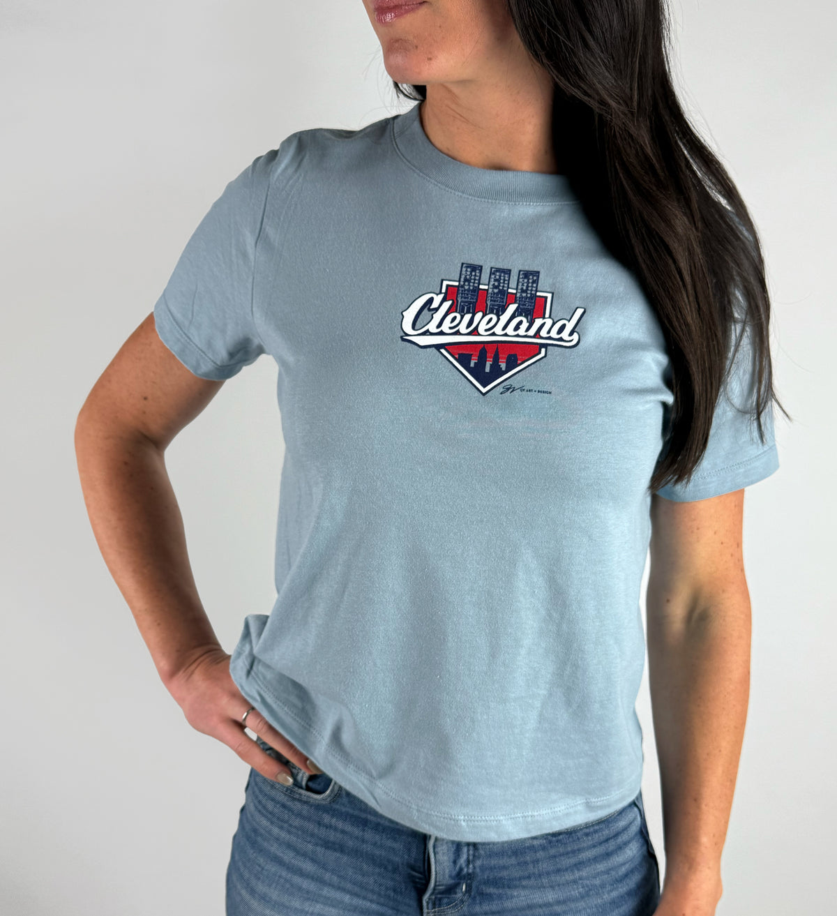 Womens Cleveland Baseball Lights T Shirt
