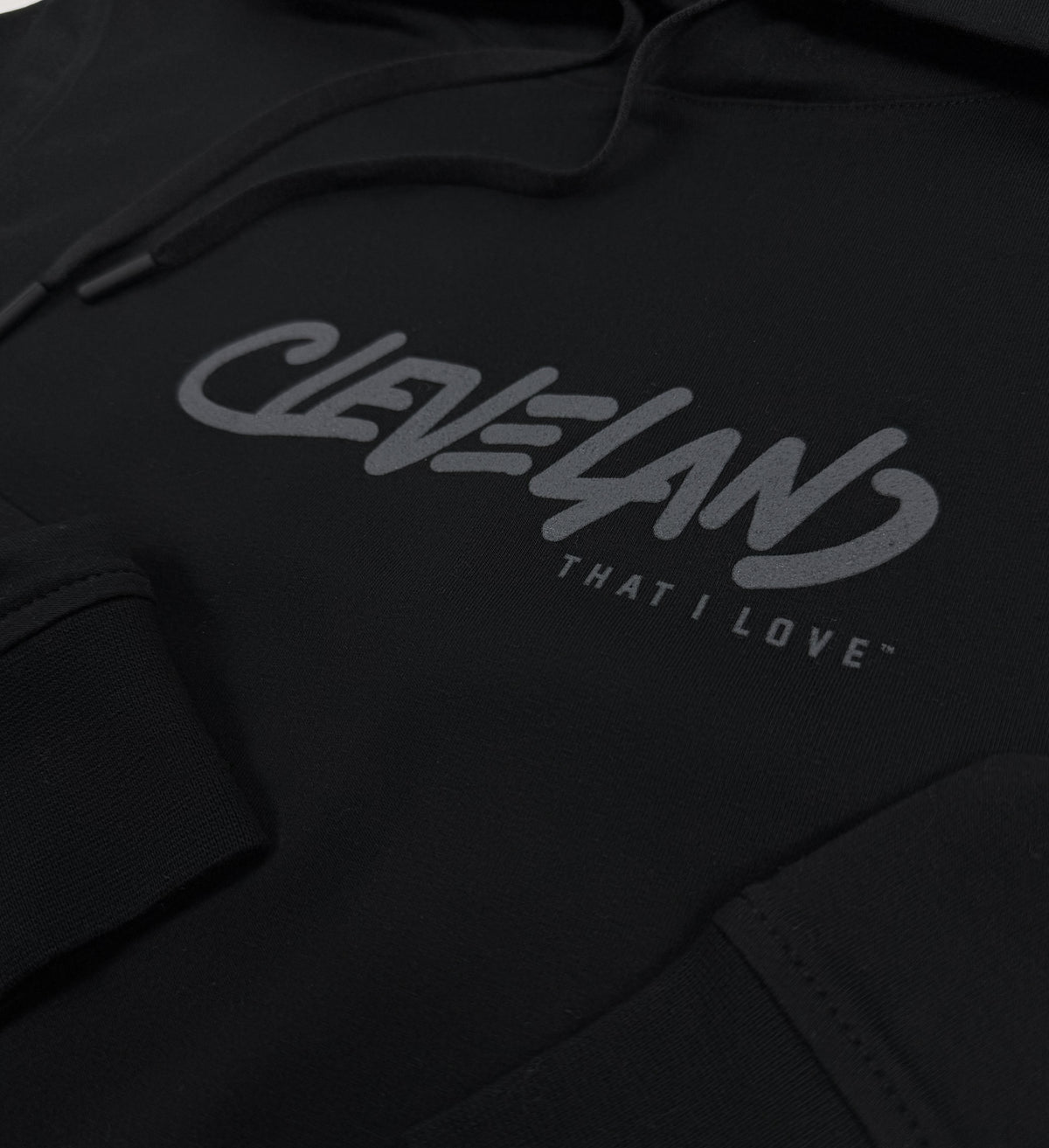 Cleveland Script Marker Black Performance Hooded Sweatshirt