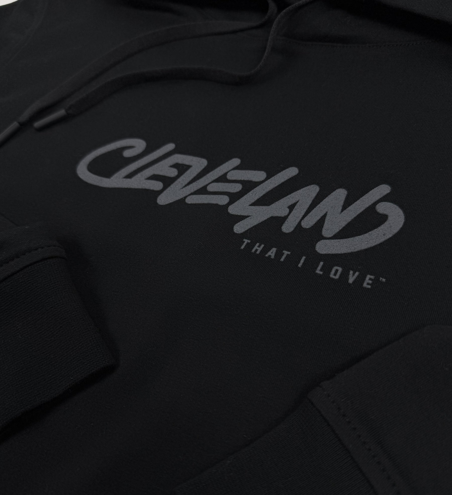 Cleveland Script Marker Black Performance Hooded Sweatshirt