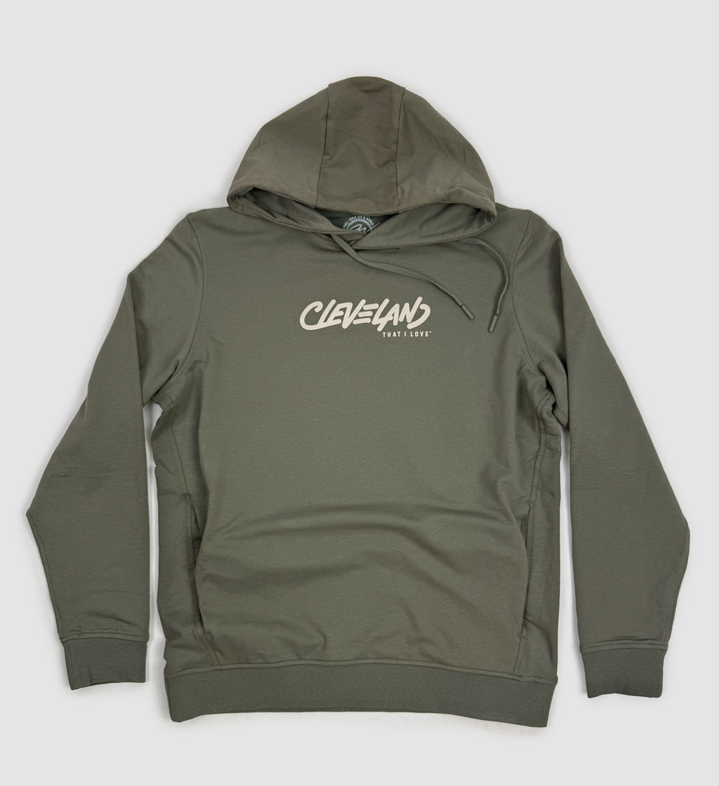 Cleveland Script Marker Green Performance Hooded Sweatshirt