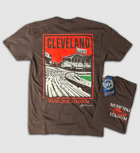  Man Tシャツ 肖像 stadium LIVE ClevelandMunicipalStadiumFootb