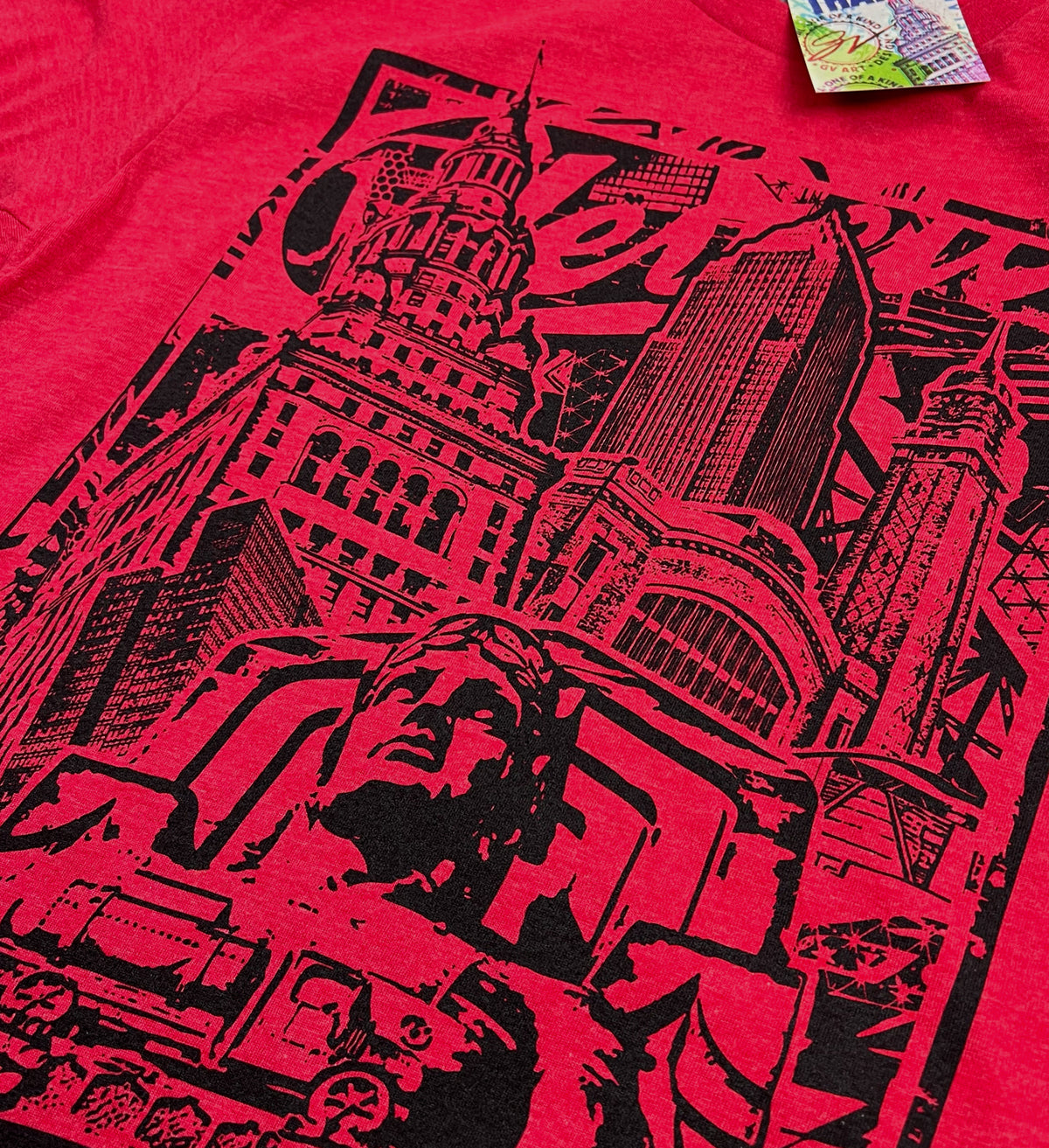 Red Cleveland Bold Landmark Graphic T Shirt