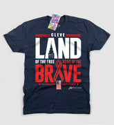 Navy Cleve LAND of the FREE Home Of The Brave T shirt