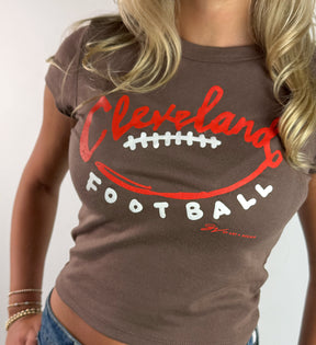 Women's Football Stitches Baby Tee