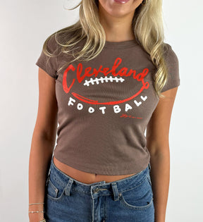 Women's Football Stitches Baby Tee