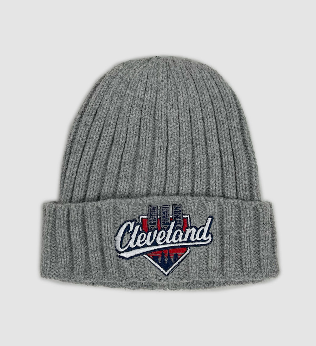 Cleveland Baseball Lights Grey Cable Winter Hat