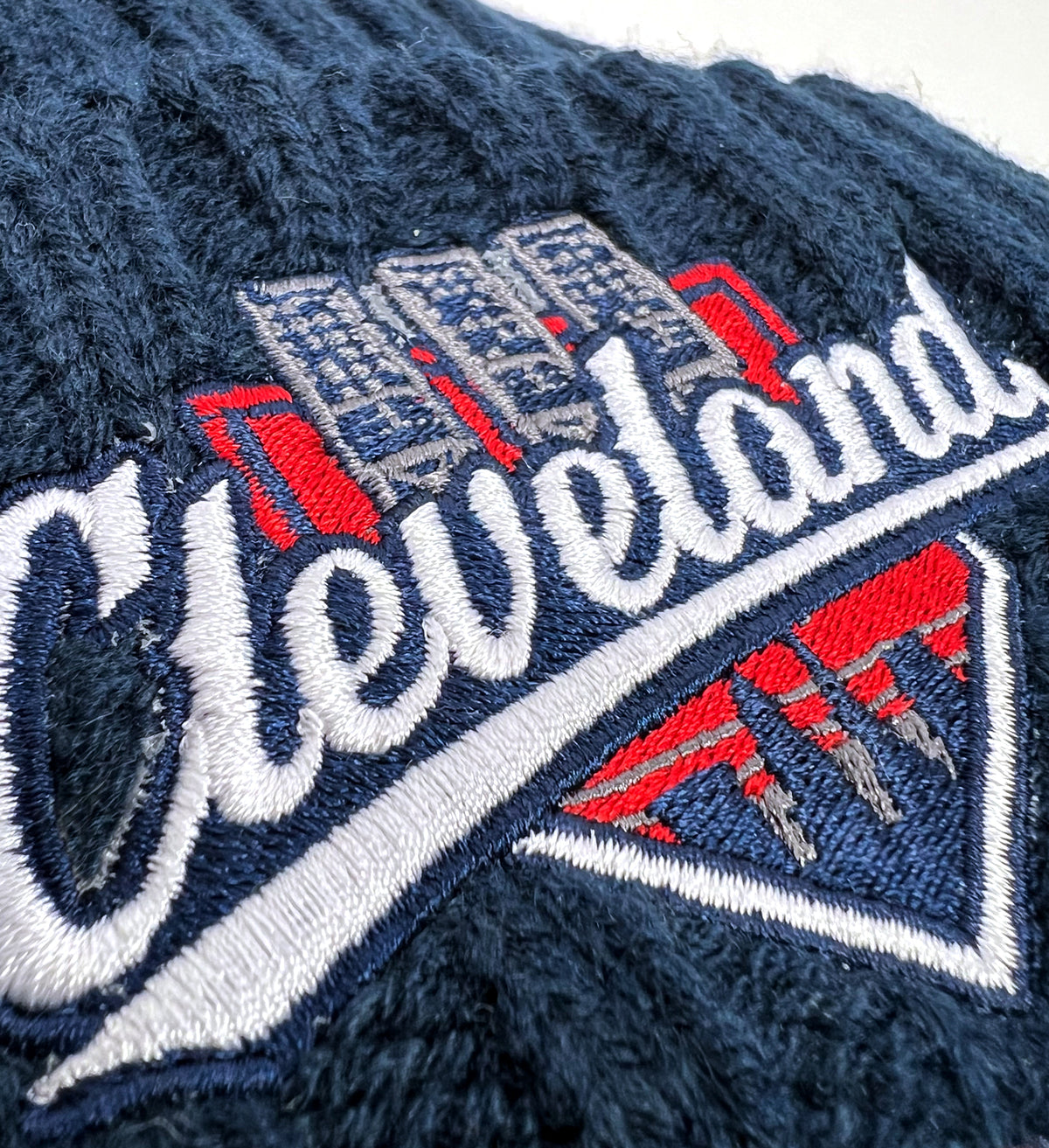 Cleveland Baseball Lights Navy Cable Winter Hat
