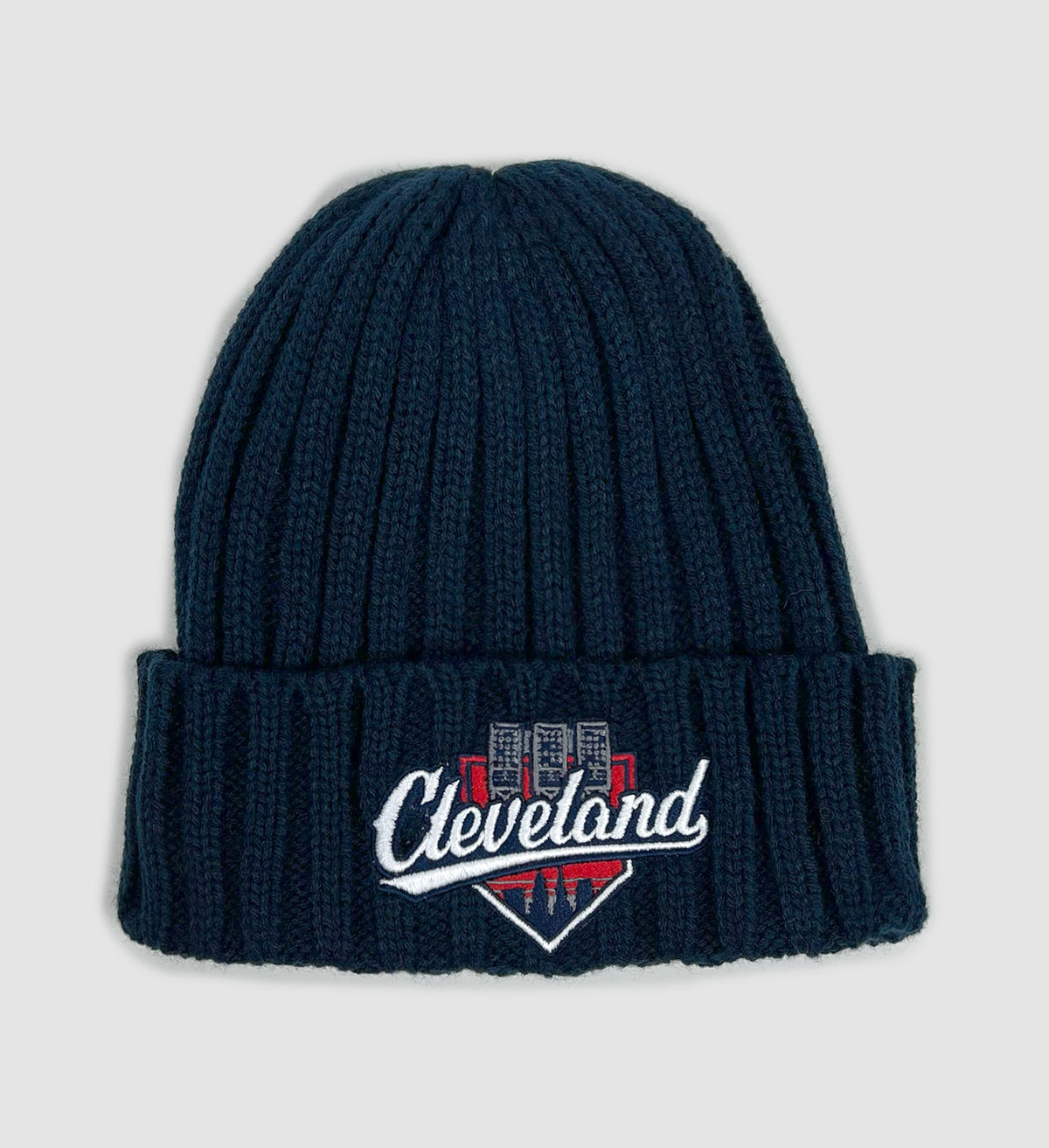 Cleveland Baseball Lights Navy Cable Winter Hat