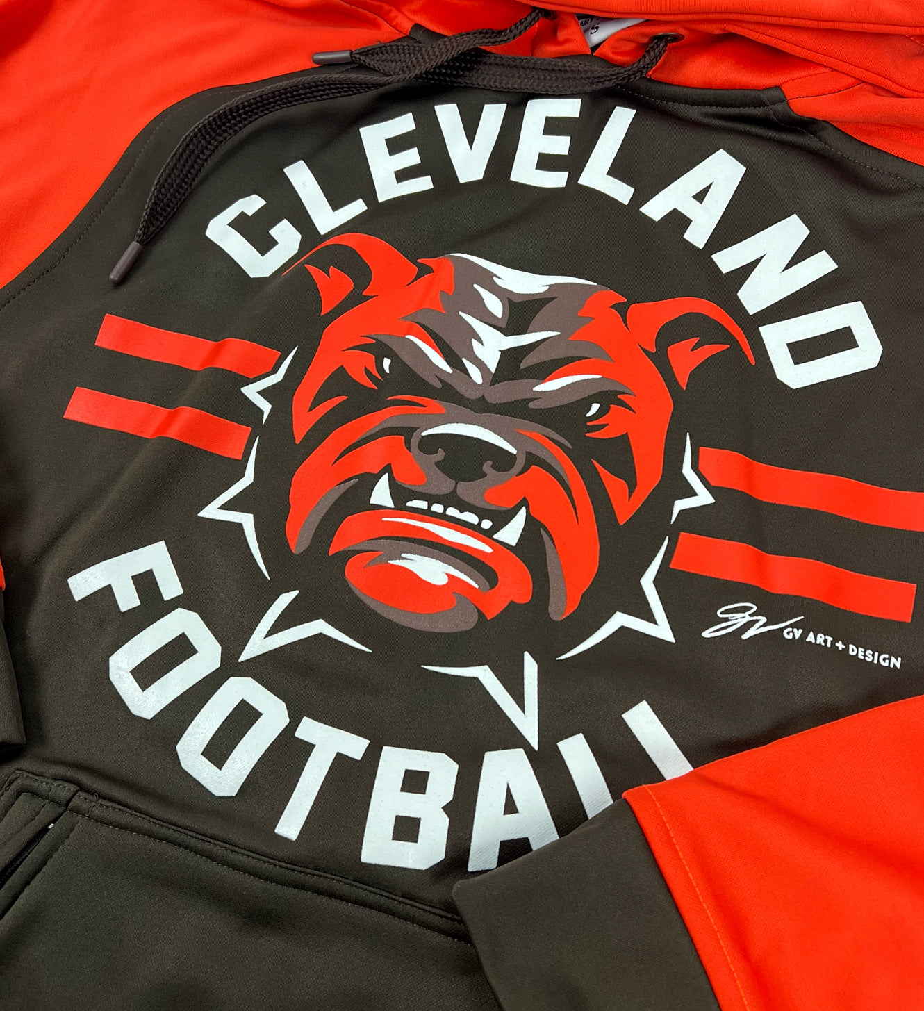 Custom Cleveland Football Dawg Circle Hooded Sweatshirt