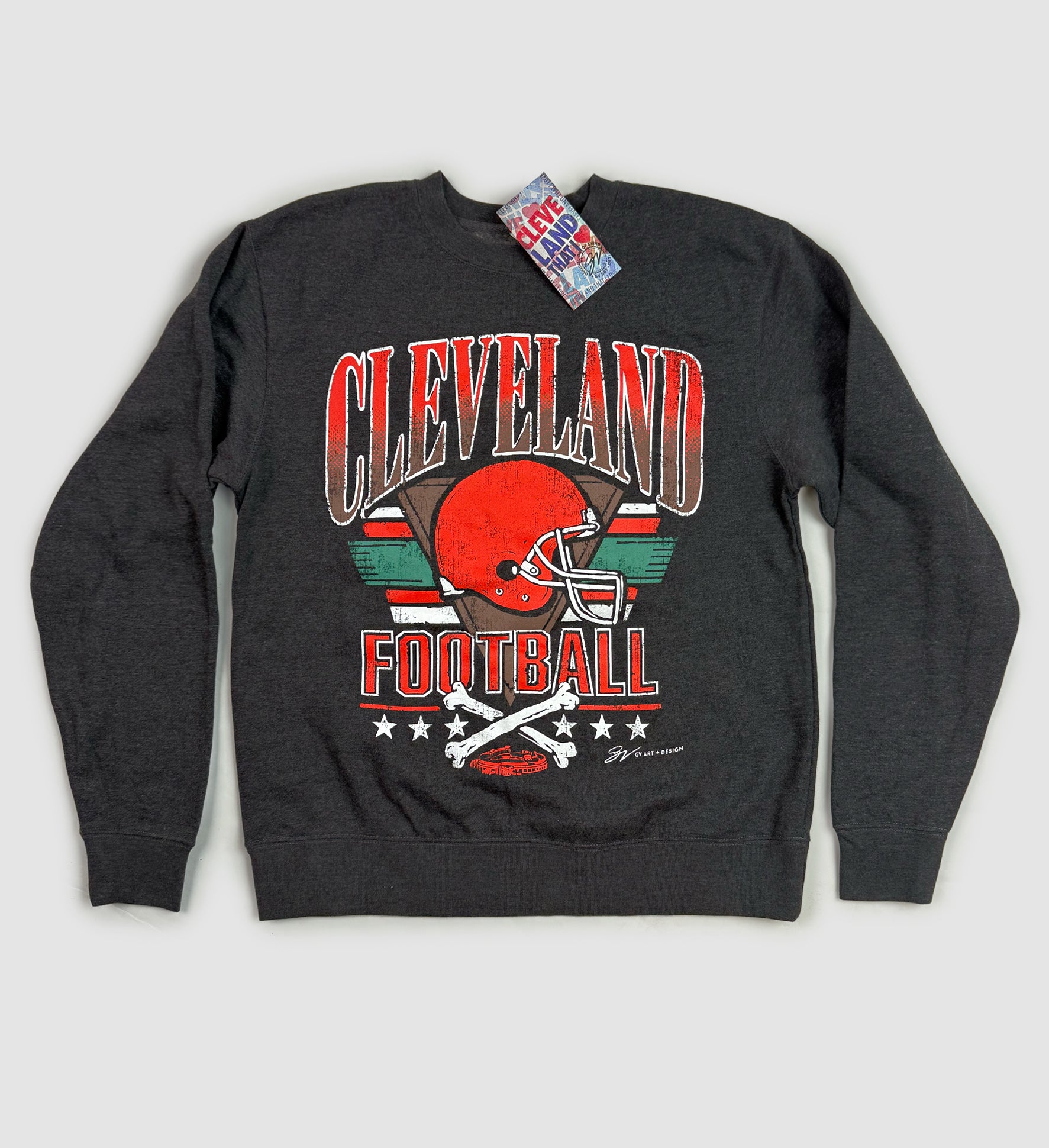 Cleveland Football Vintage Fade Crew Sweatshirt