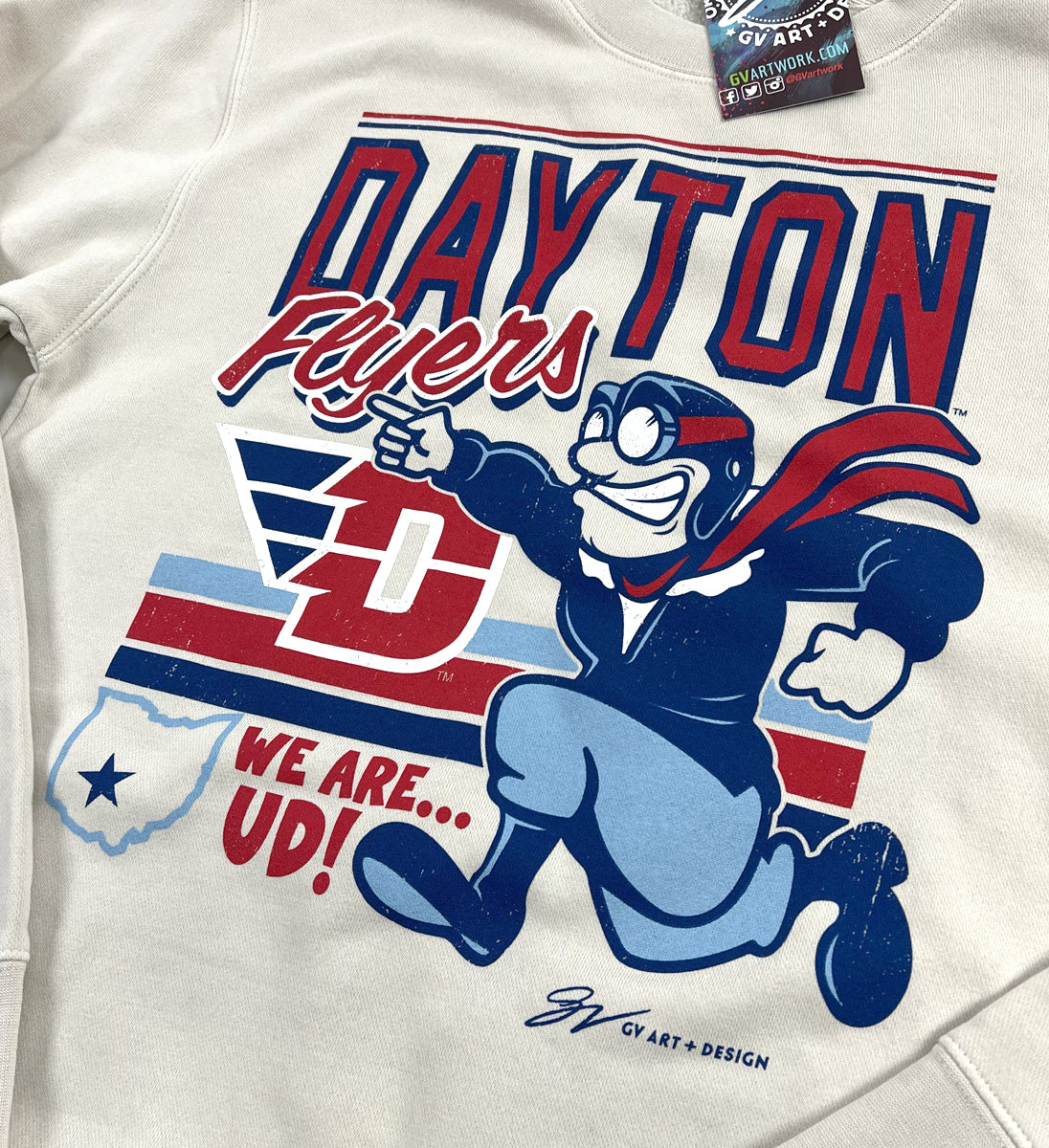 Dayton Flyers Retro Rudy Crew Sweatshirt