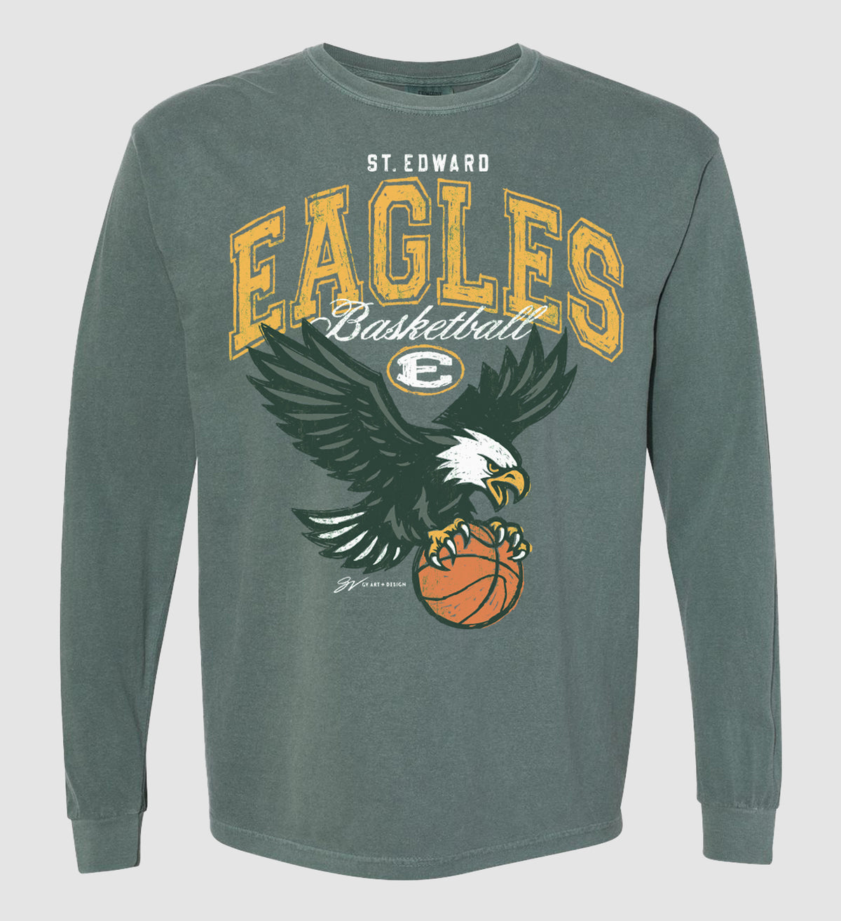 St. Edward Eagles Green Sketch Long Sleeve