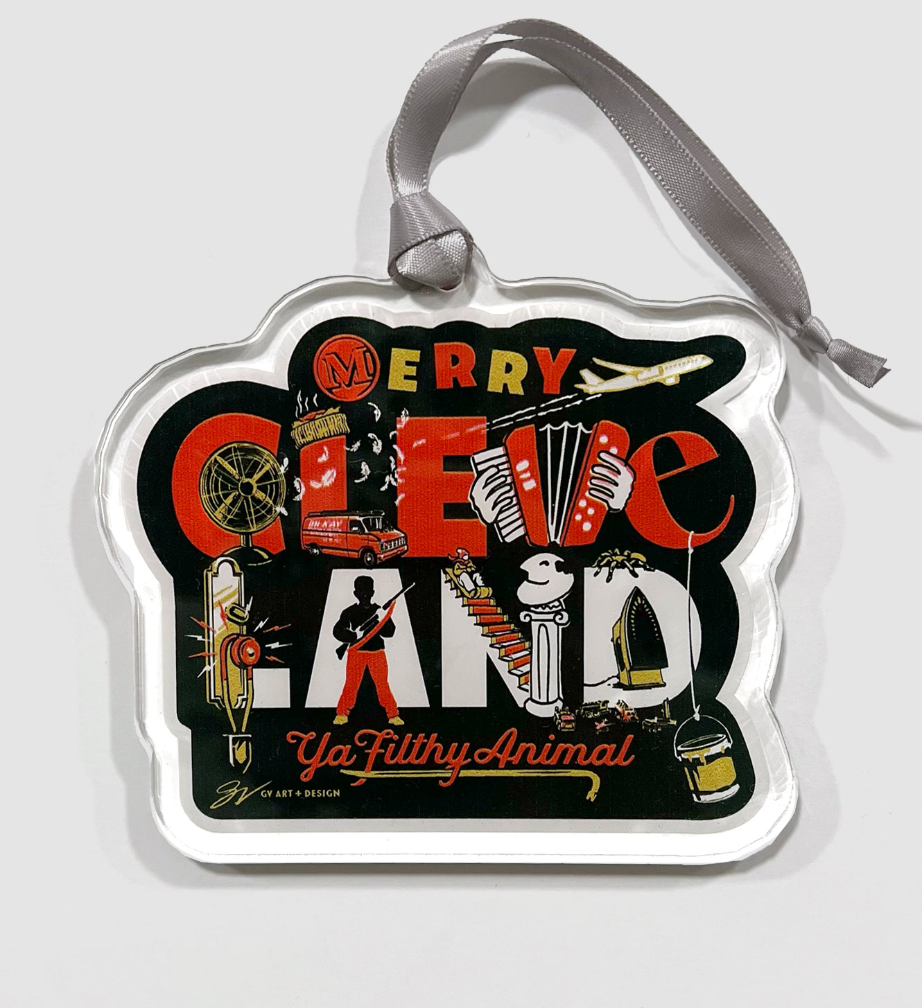 Merry Cleveland Ya Filthy Animal Clear Ornament