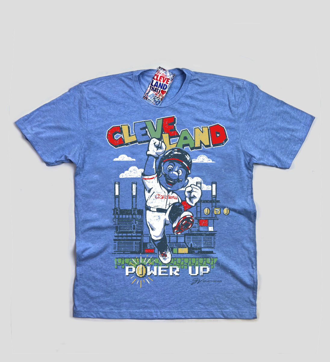 Kids Cleveland Baseball Power Up T shirt