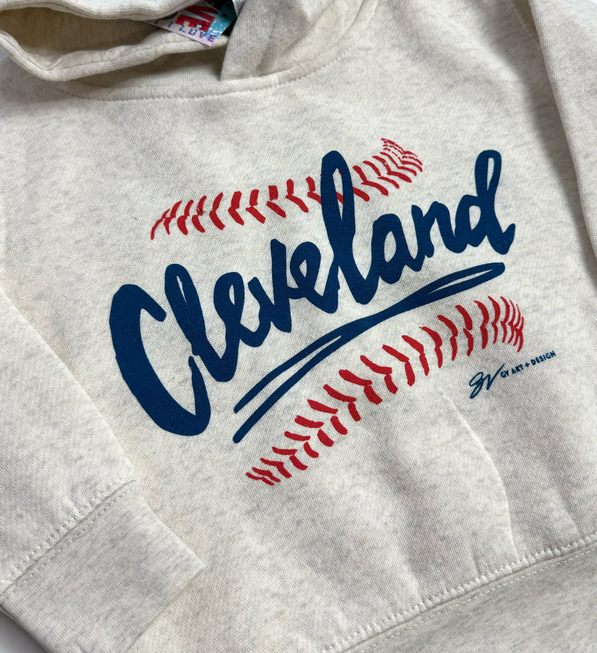 Kids Cleveland Baseball Stitch Hoodie