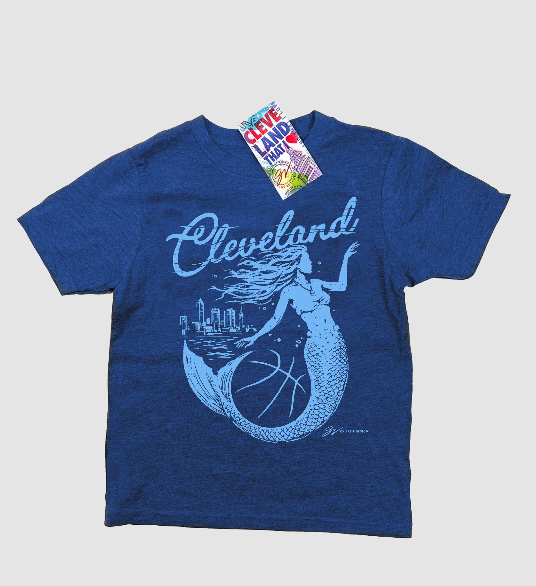 Kids Cleveland Women's Basketball Royal Script T Shirt