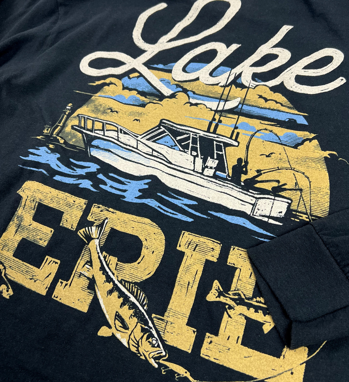 Lake Erie Fishing Long Sleeve T Shirt Large