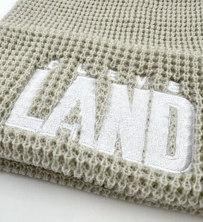 Beige Cleve Land Waffle Knit Winter Hat