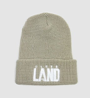 Beige Cleve Land Waffle Knit Winter Hat