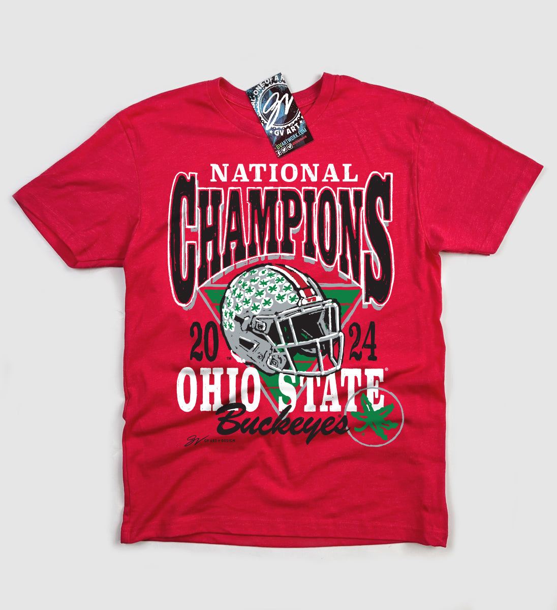 Red Ohio State National Champions Helmet T Shirt