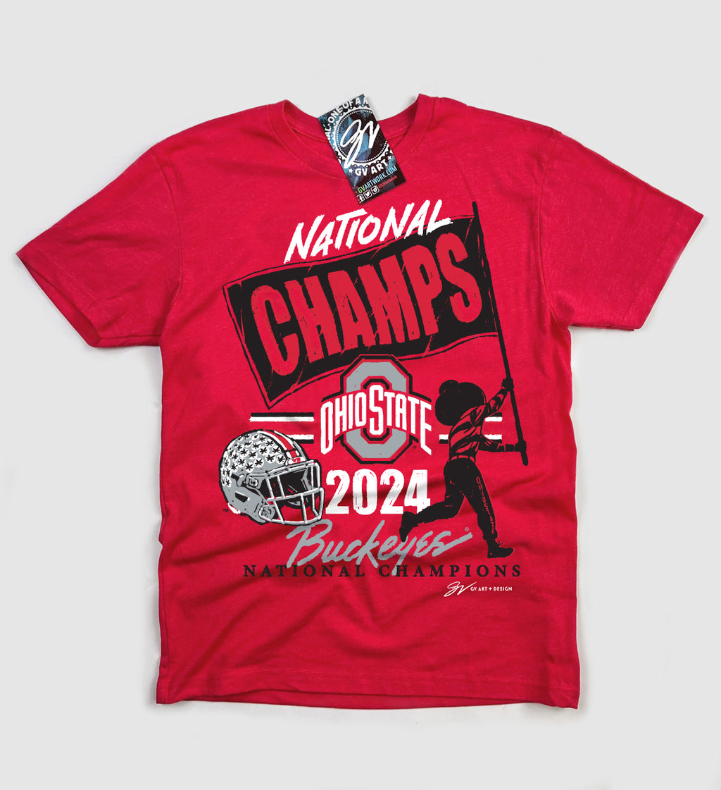 桐蔭学園HANAZONO チャンピオンTシャツ 2024-2025 連覇Tシャツ Ohio State National Champs 2024 Flag T Shirt