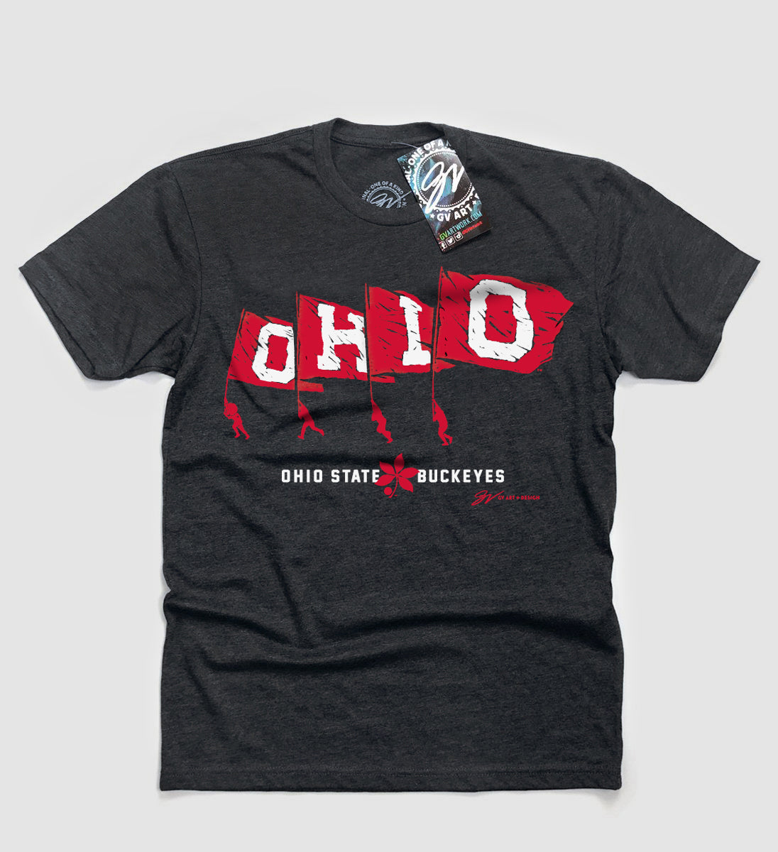OH-IO Ohio State Buckeyes Flags T shirt