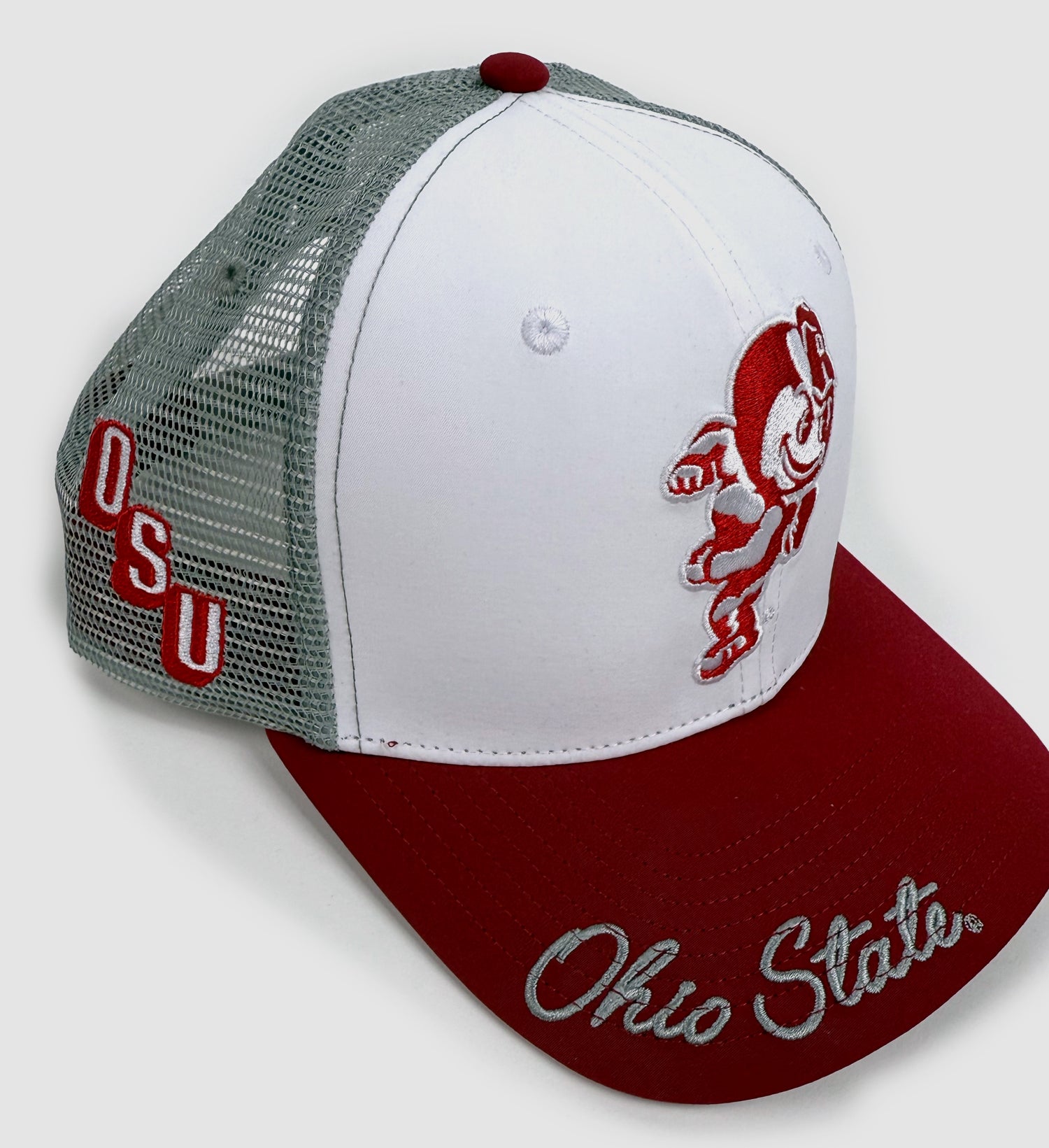 Brutus White/Red/Grey Mesh Snapback