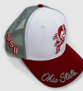 Brutus White/Red/Grey Mesh Snapback