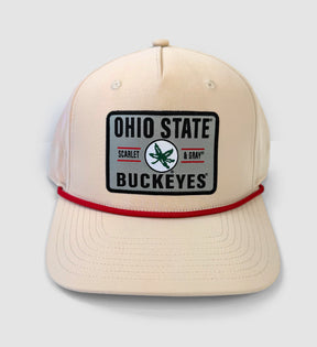 Scarlet & Grey Patch Cream Rope Hat