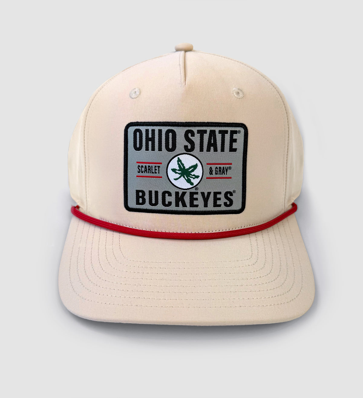 Scarlet & Grey Patch Cream Rope Hat