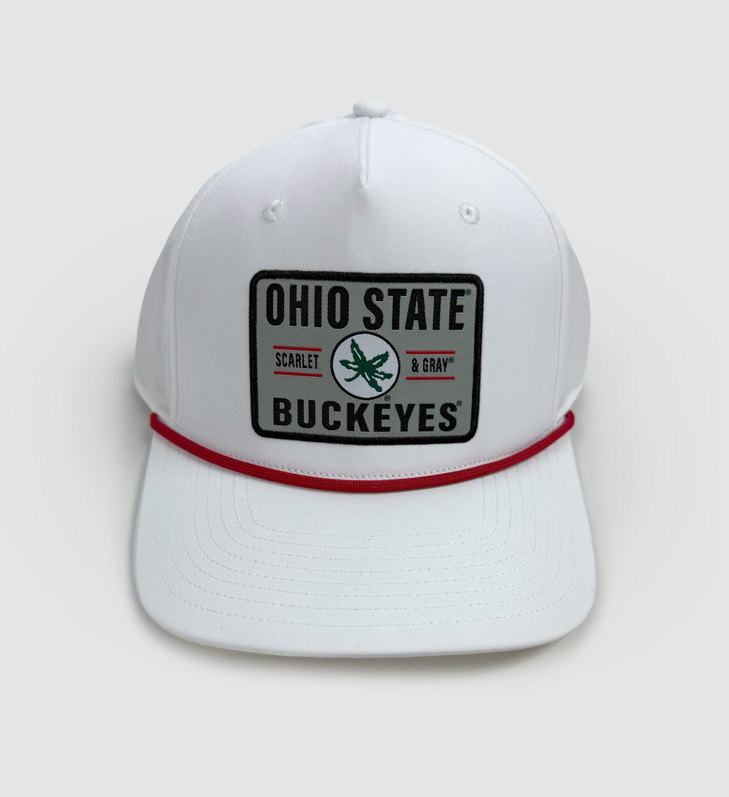 Scarlet & Grey Patch White Rope Hat