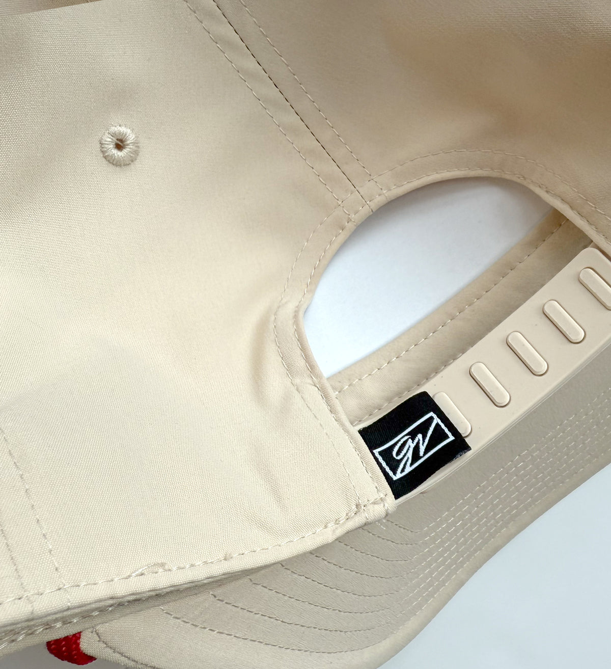 Scarlet & Grey Patch Cream Rope Hat