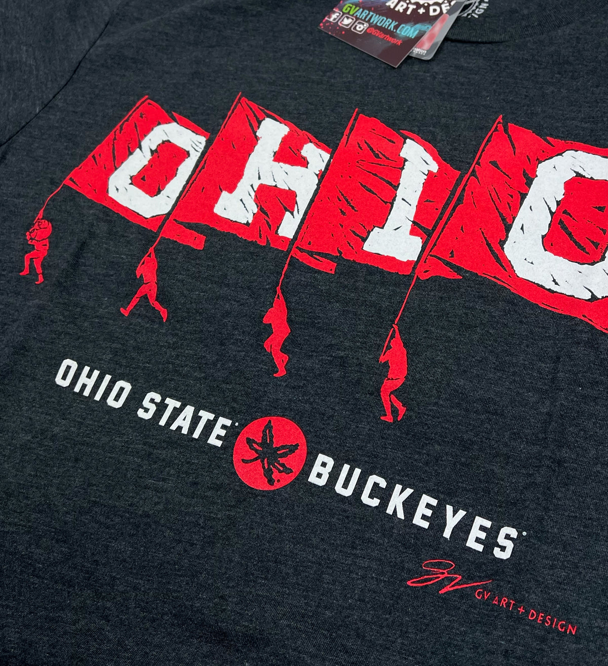 OH-IO Ohio State Buckeyes Flags T shirt