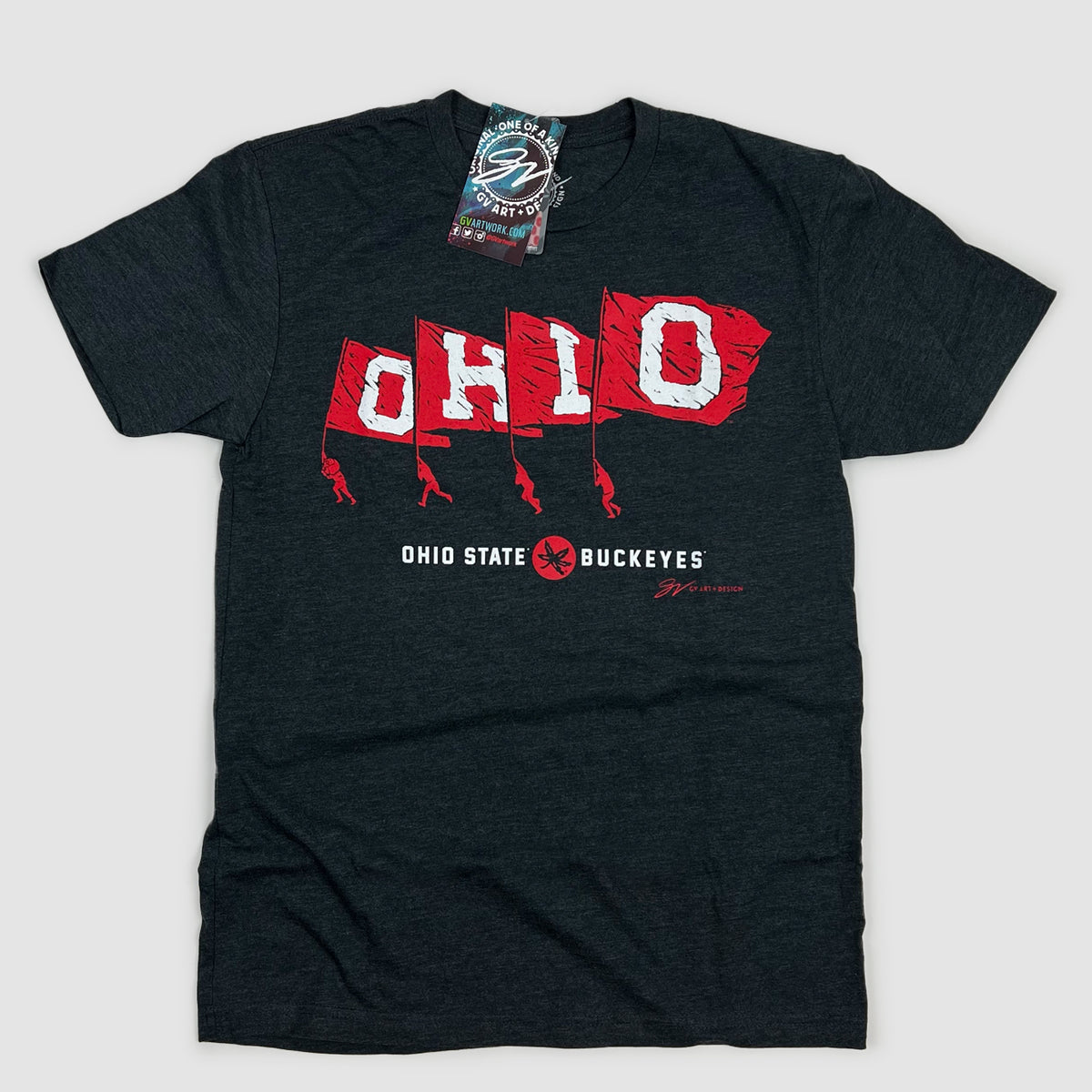 OH-IO Ohio State Buckeyes Flags T shirt