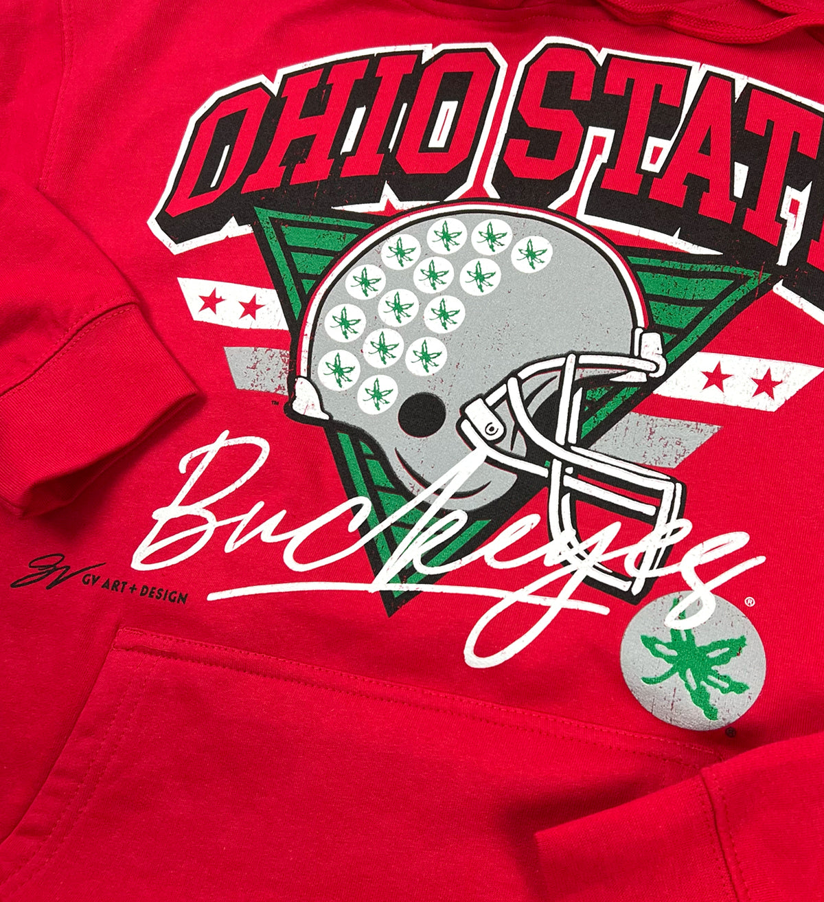 Ohio State Buckeyes Retro Red Helmet Hoodie