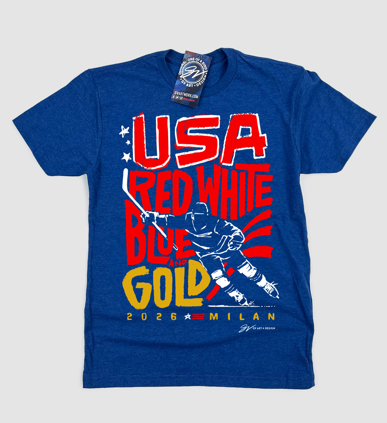 USA Hockey Red, White, Blue and Gold T shirt
