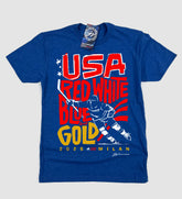 USA Hockey Red, White, Blue and Gold T shirt