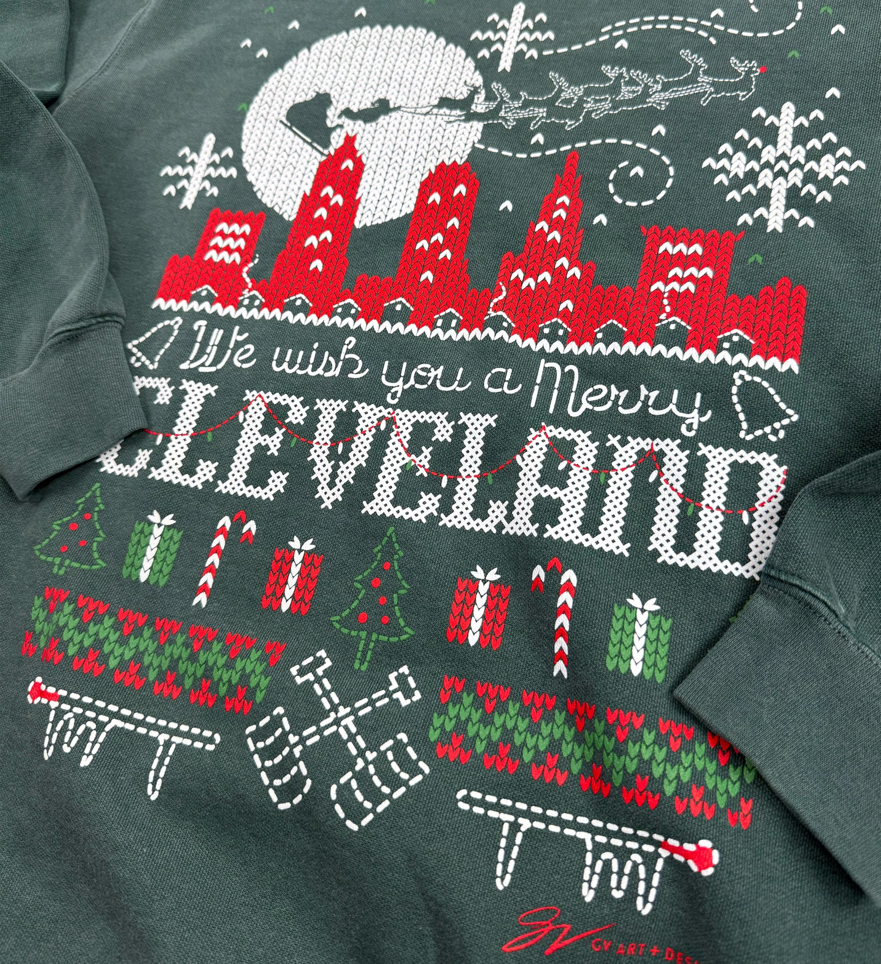 Merry Cleveland Christmas Sweater Crew