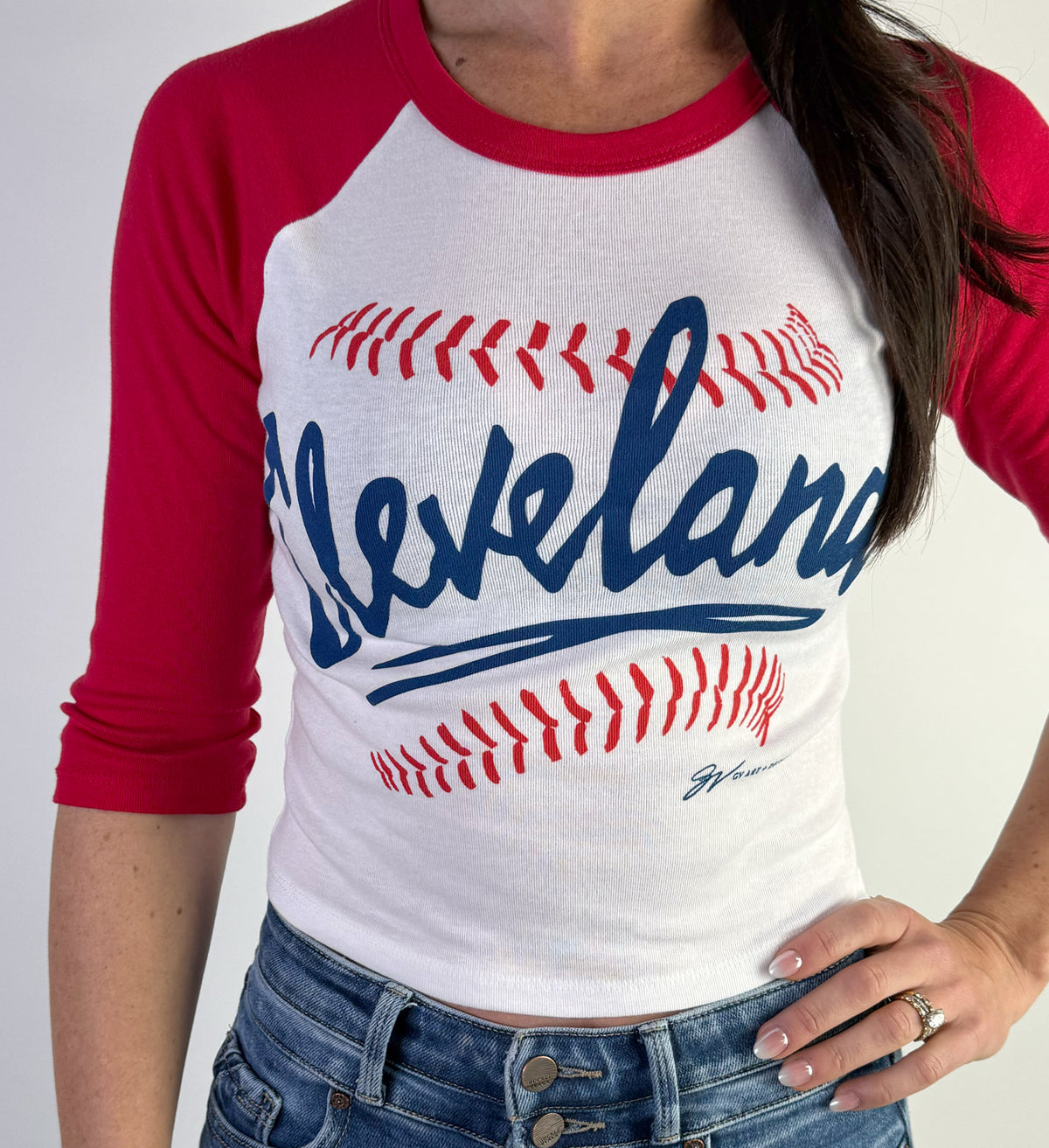 Women's Baseball Stitch Fitted 3/4 Sleeve