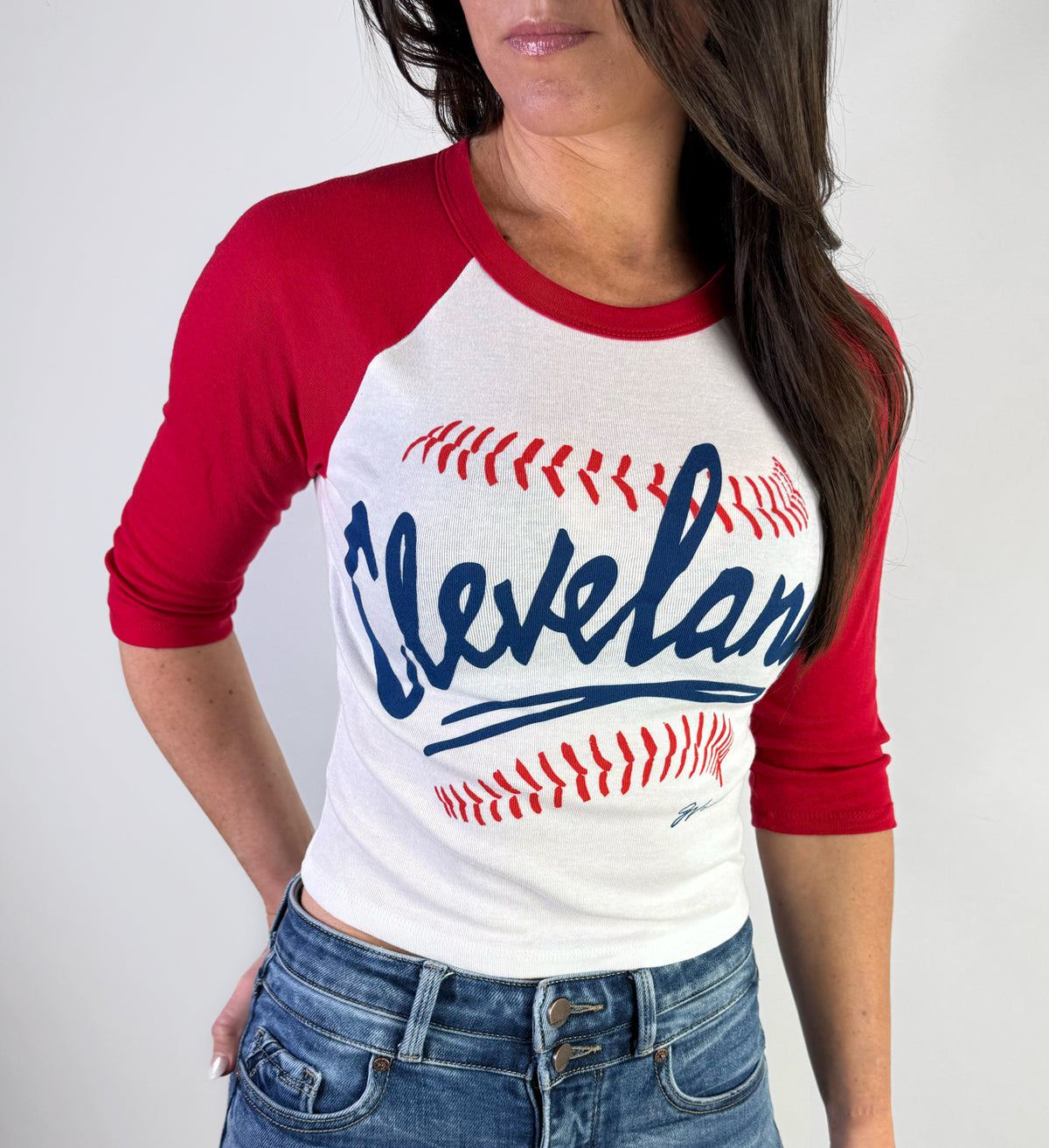 Women's Baseball Stitch Fitted 3/4 Sleeve